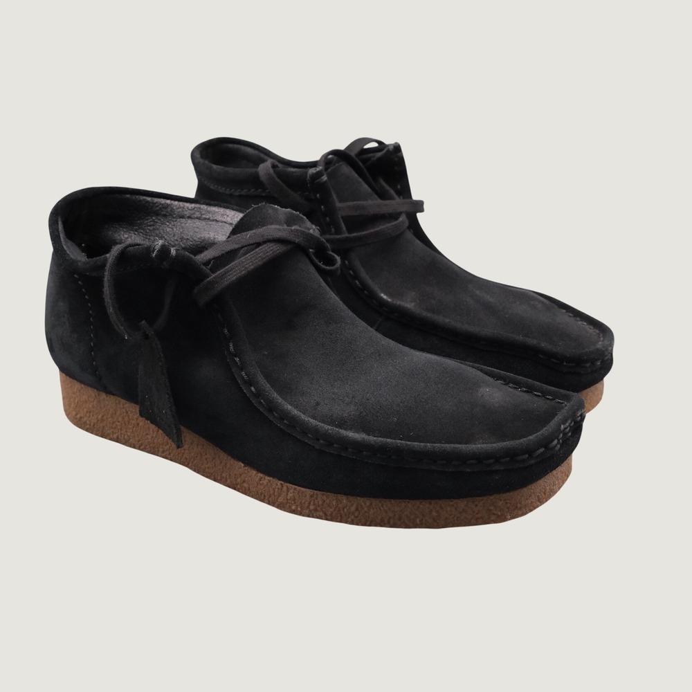 Clarks Originals Wallabee Boots Men Size 10.5 Black Suede Moccasin Crepe Sole